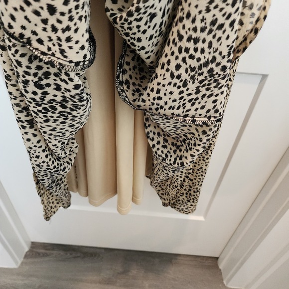 Baltic Born Cha Cha Maxi Dress M Taupe Leopard Black Lace Boho Wedding Guest - Picture 10 of 16